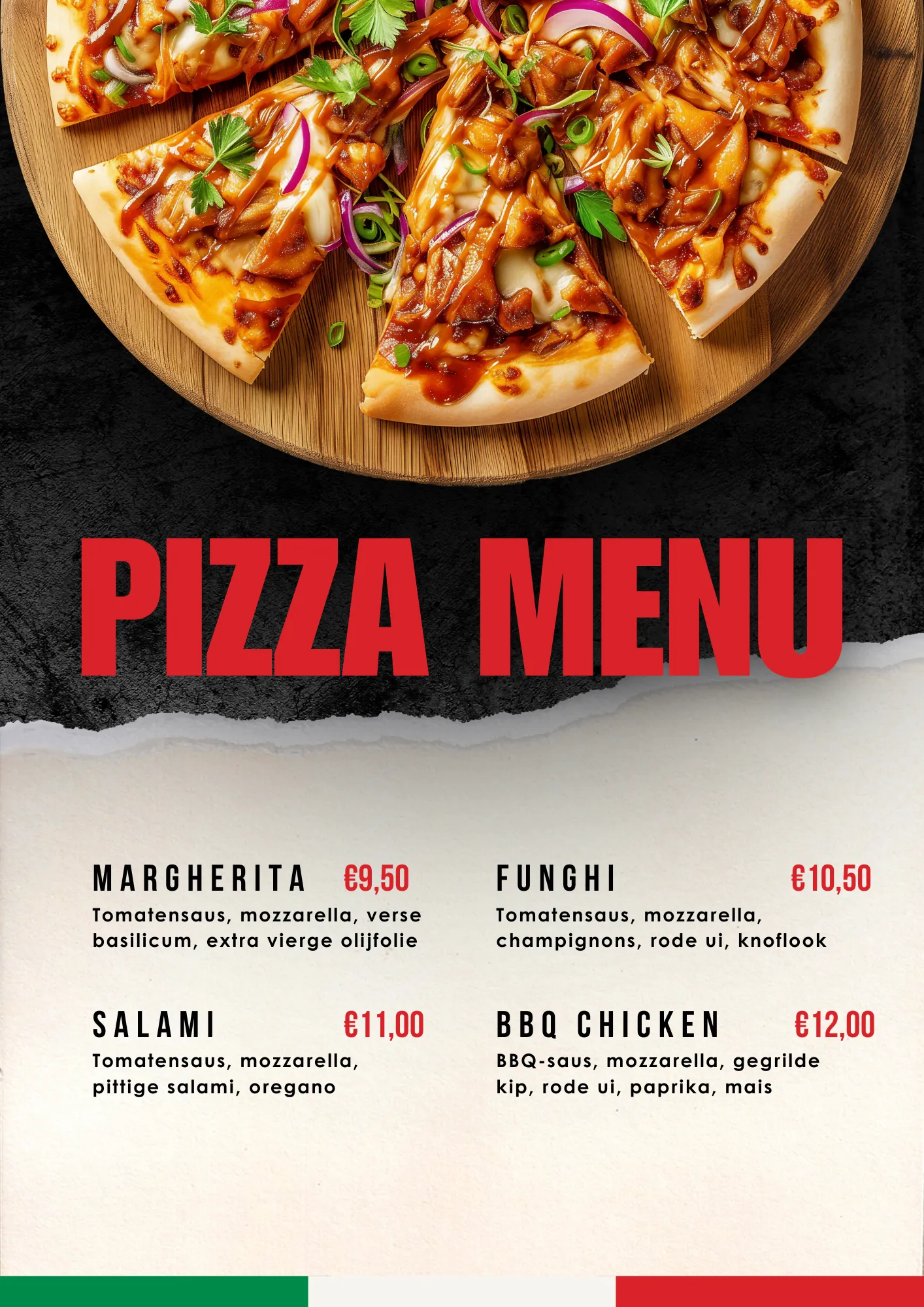 Pizza menu flyer
