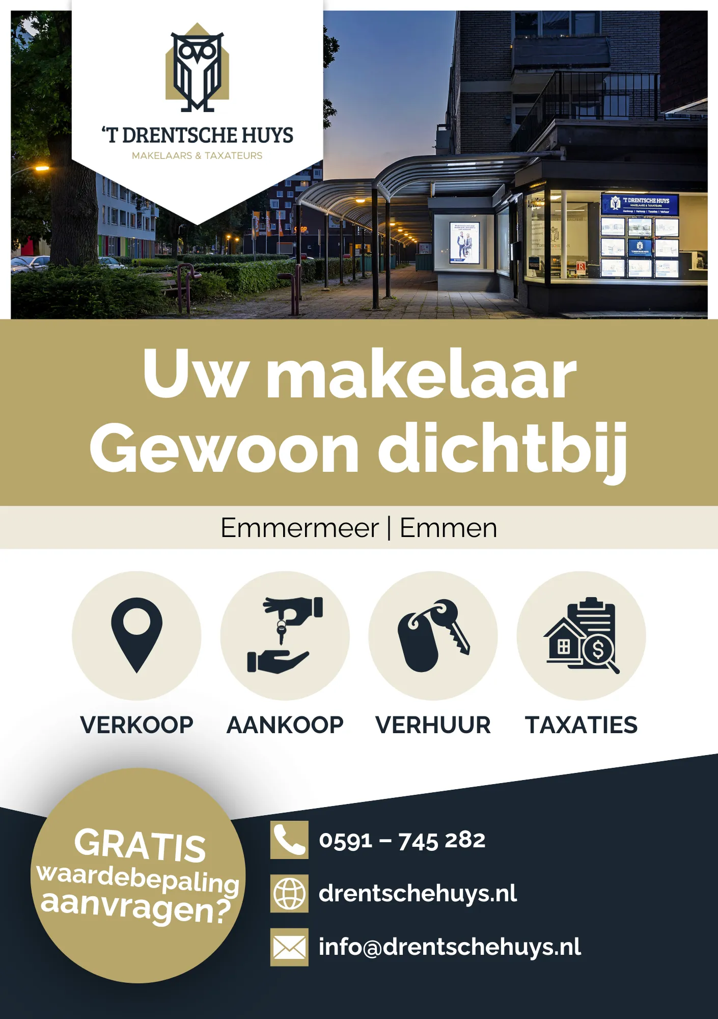 Voorkant 't Drentsche Huys drukklare flyer